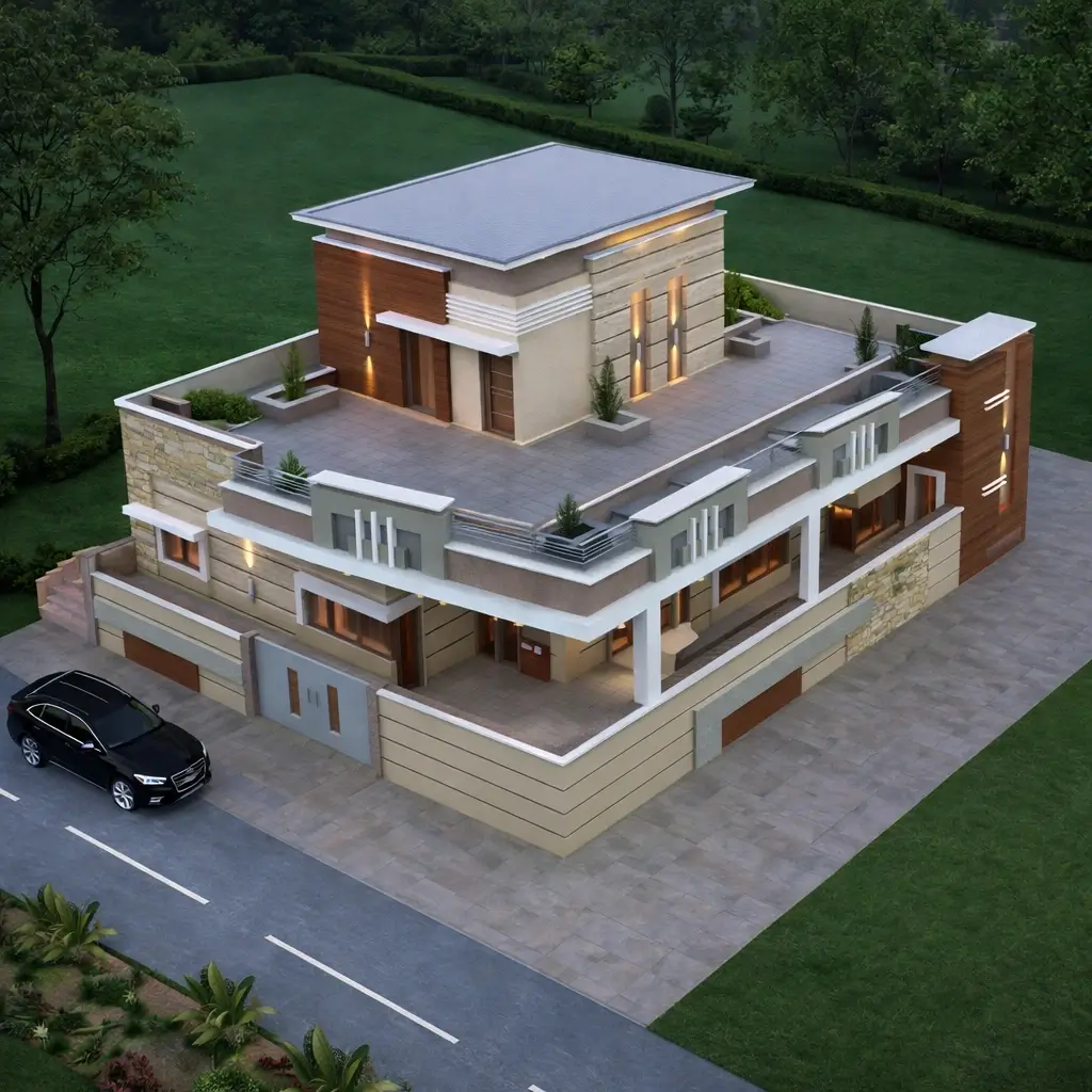 Contemporary Villa Elevation Design – Gurinder Talwan Residence, Rampur
