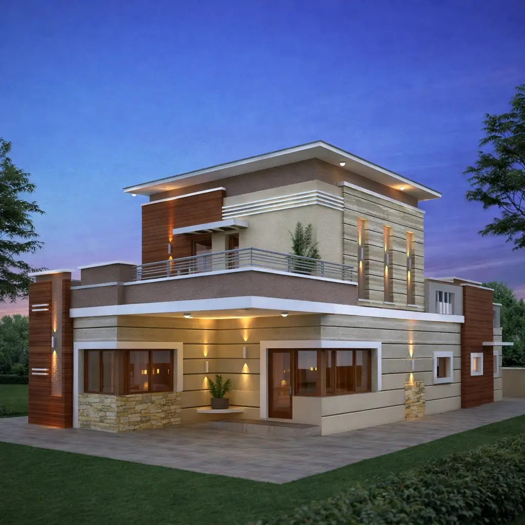 Contemporary Villa Elevation Design – Gurinder Talwan Residence, Rampur