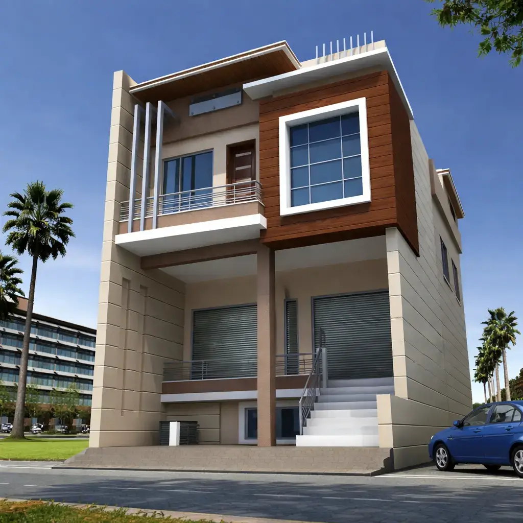 Hothi Shop – Contemporary Commercial Building Elevation Design